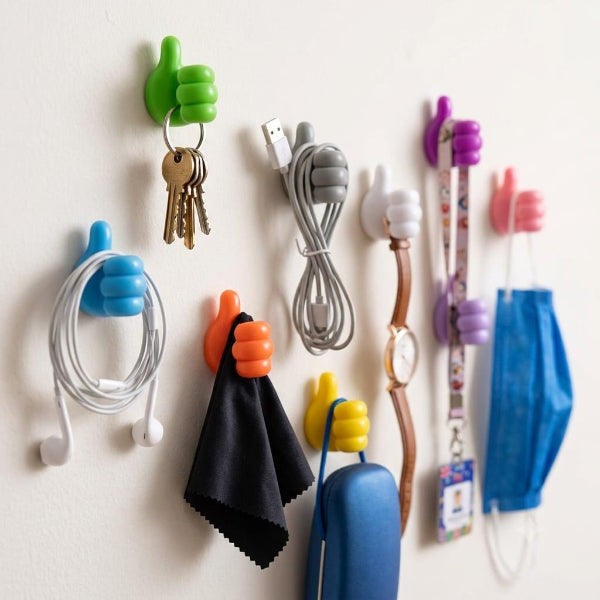 Product Title: Multipurpose Silicone Thumb Wall Hooks (Pack of 16) – Self-Adhesive Cute Cable Organizer & Key Holder Hooks for Home, Office, and Car